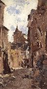 Nicolae Grigorescu Street in Vitre oil painting reproduction